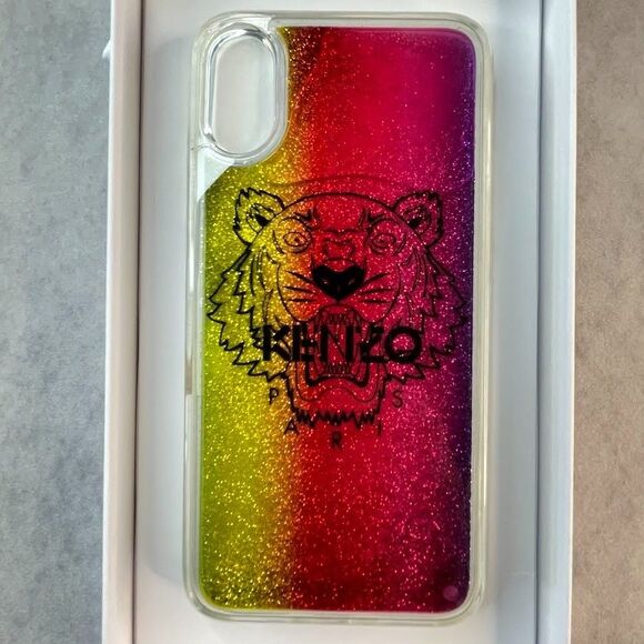 Kenzo iPhone X/XS Case Multi Color Tiger Head Logo Moving Glitter Phone Case - Picture 2 of 6